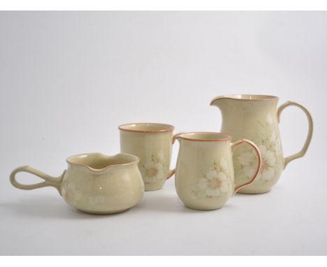 Denby "Energy" tea/dinner service, pale green glaze with a floral design.