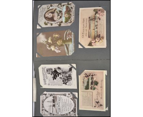 A very good postcard album with an  Art Nouveau cover.  This contains many postcards from the early 20th century , both pre a