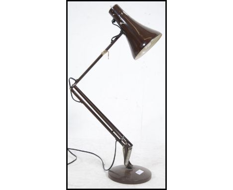 A vintage 1970's brown Anglepoise Lighting Co. brown desktop lamp along with a retro shaded large ceramic lamp. 