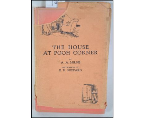 AA Milne; the House At Pooh Corner. Published by Methuen, London (1928). First Edition. Salmon pink boards with gilt boxing l