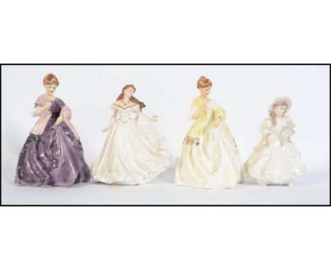 A collection of four Royal Worcester Bone China figurines to include First Dance 3629 x 2, Lucy and Thank You. Tallest measur