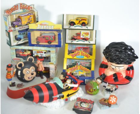 A collection of items relating to The Beano and The Dandy to include boxed LLedo, Days Gone By, Princes diecast cars, 2010 Re