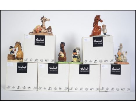 A collection of six boxed Royal Doulton ceramic boxed Thelwell ponies to include ' He'll Find You ' NT12, ' Ideal pony For A 