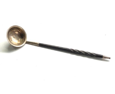 Victorian scottish silver ebony handle sauce ladle measures approx 19cm long 