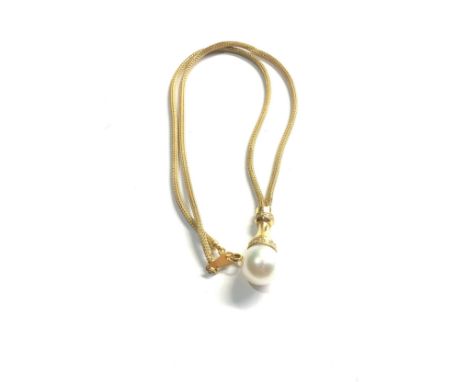 18ct gold vintage pearl &amp; diamond collar pendant necklace (12.5g) 