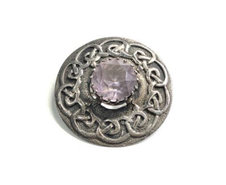 Vintage celtic stone set brooch celtic art industries 4.2cm dia 