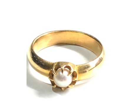 Victorian 18ct gold pearl ring weight 6.9g 