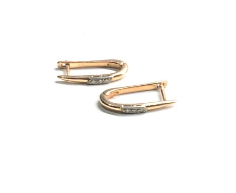 14ct gold vintage diamond hoop earrings (4.5g) 