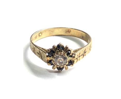 9ct gold paste stone &amp; sapphire ring weight 2g 