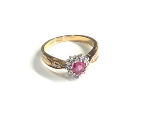 9ct gold ruby &amp; diamond ring weight 2.2g 