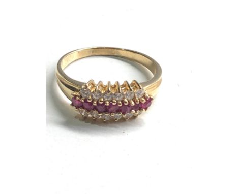 14ct gold ruby &amp; stone set ring (3.6g) 