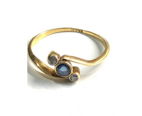 Art deco 18ct gold sapphire &amp; diamond ring weight 2.1g 