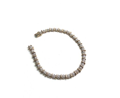 9ct gold vintage diamond tennis bracelet (7.2g) 
