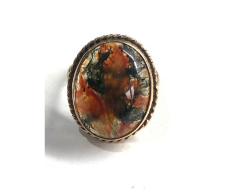 9ct gold moss agate dress ring weight 6g 