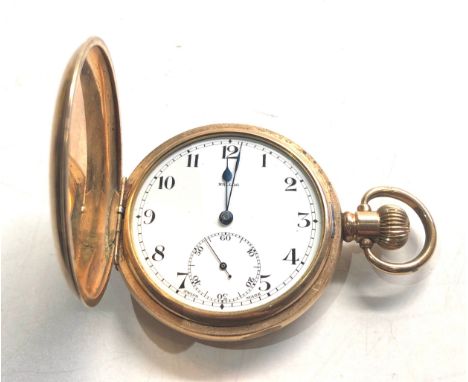 Vintage nallog gold plated full hunter pocket watch 