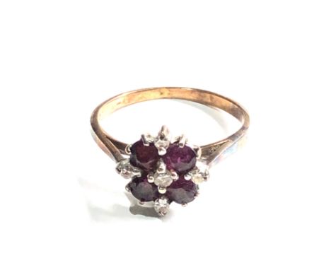 9ct gold ruby &amp; diamond ring weight 2g 