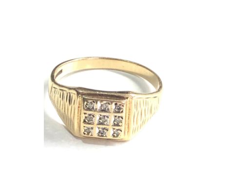 9ct gold diamond signet ring weight 3.5g 