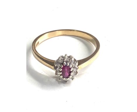 9ct gold ruby &amp; diamond ring weight 2.3g 