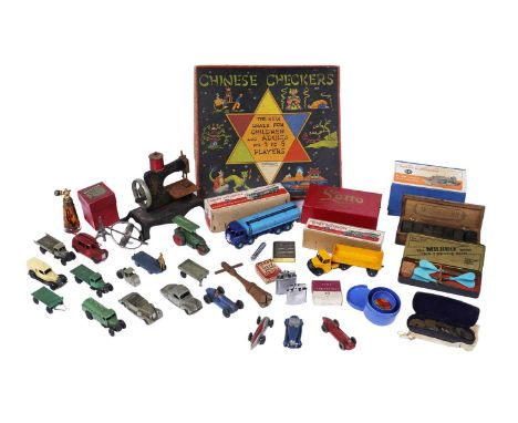 A collection of vintage diecast and other toys, including: a Progress 'Gyroscope', with box and instructions; a Dinky Superto