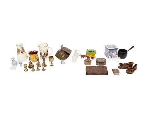 A selection of 19th Century and later collectibles and miniature models, including: an Arcadian 'Old King Cole' ceramic tanka