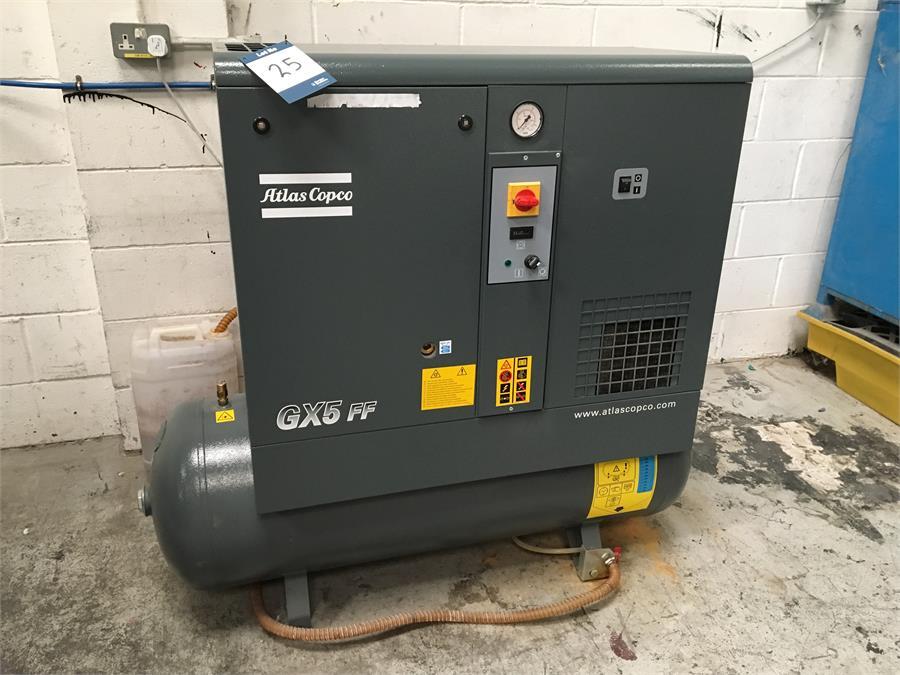 Atlas Copco GX5FF rotary screw compressor with integrated refrigerant