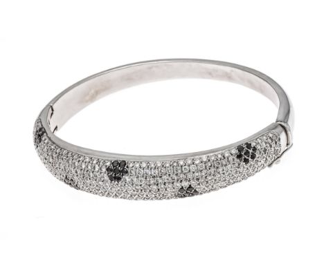 Brillant-Armreif WG 750/000 mit 35 schwarzen Brillanten, zus. 0,70 ct und 260 Brillanten, zus. 3,25 ct Weiß-get.Weiß (H-K)/VS