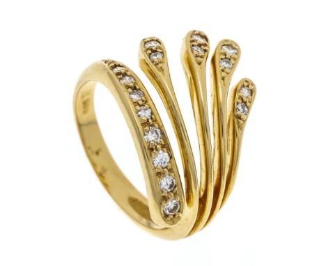 Brillant-Ring GG 585/000 mit 16 Brillanten, zus. 0,20 ct W/SI, RG 52 offen, 6,0 g