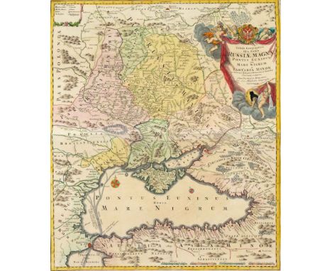 Historische Karte Russlands und der Gebiete um das Schwarze Meer, ''Tabula geographica qua pars Russiae Magnae pontus Euxinus