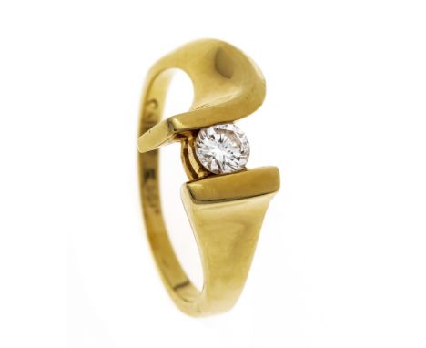 Brillant-Ring GG 585/000 mit einem Brillanten 0,25 ct TW/VS, RG 53, 4,8 g