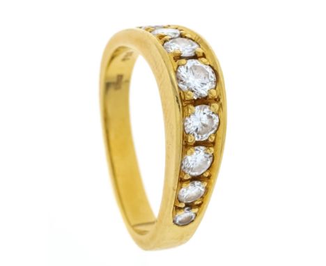 Brillant-Ring GG 750/000 mit 9 Brillanten, zus. 0,85 ct TW/VS, RG 52, 5,0 g