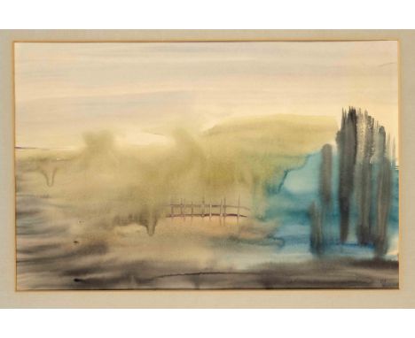 Victor Mira (1949-2003), spanischer Maler, abstrahierte Landschaft, Aqurell auf Papier, u. re. handsign. u. dat. (?) 781, kl.