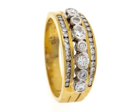 Brillant-Ring GG/WG 750/000 mit 37 Brillanten, zus. 1,0 ct TW-W/VS-SI, RG 58, 7,2 g