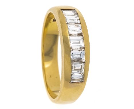 Diamant-Ring GG 750/000 mit Diamant-Baguettes, zus. 1,0 ct TW/VVS, RG 56, 5,6 g