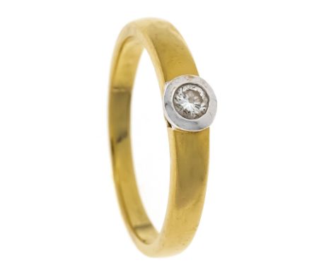 Brillant-Ring GG/WG 750/000 mit einem Brillant 0,10 ct l.get.W/VS, RG 55, 3,6 g