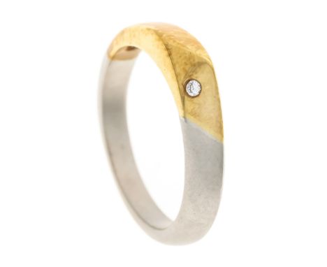 Design-Brillant-Ring Platin 950/000 und GG 750/000 mit einem Brillanten ca. 0,02 ct W/SI, RG 56, ABS signiert, 6,5 g