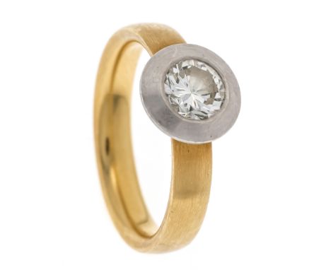 Brillant-Ring GG 750/000 und Platin 950/000 mit einem Brillanten 1,05 ct l.get.Weiß-l.get.Weiß+ (J-K)/Lupenrein-VVS, RG 56, 8