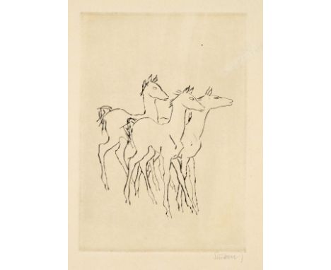 Renée Sintenis (1888-1965), drei Fohlen, Kaltnadelradierung auf Velin, u. re. handsign., o. re. ber., insgesamt etwas unfrisc