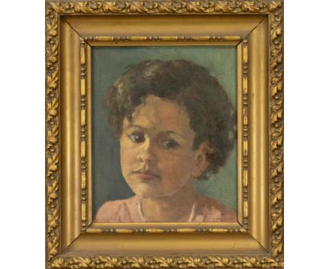 Indischer Maler 1. H. 20. Jh., Portrait eines Kindes, Öl auf Malrkarton, u. re. undeutlich sign., verso Etikett eines Rahmenb