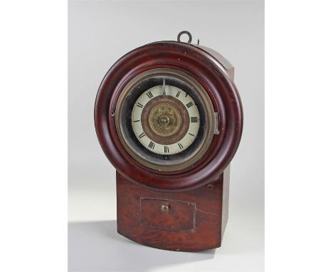 Rare circa 1850 Knights Patent night watchman's clock, the white enamel dial with Roman hours, central cast ring with 'Knight