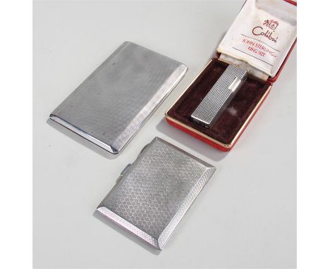 Two silver cigarette case, the first assayed London, 1930 with an engine turned case, the second Birmingham 1924,  gross weig