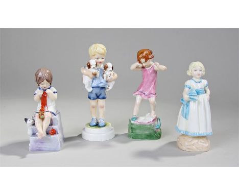 Four Royal Worcester 'days of the week' figures, to include Saturday 3262, Monday 3519, Monday 3257 and Wednesday 3259, (4)
