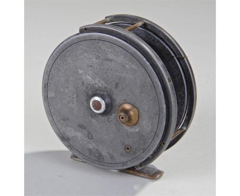 Aerial Popular fishing reel, S Allcock & Co Ltd, Redditch, Regdes No 68946/, twin handles, six spokes, 9.3cm diameter