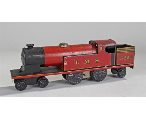 Chad Valley Clockwork tin plate LMS 17841 engine in red livery