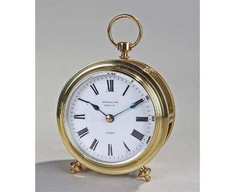Rare Victorian R.E.D travelling carriage timepiece, Fraser & Haws, Regent St, London, the white enamel signed dial with black