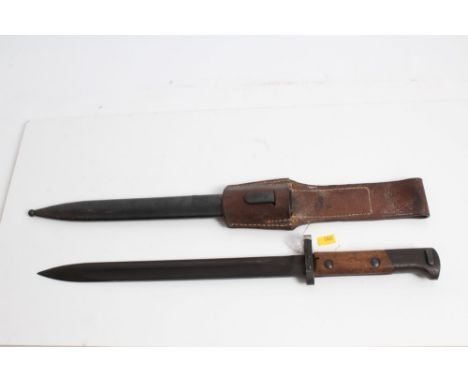 Czech VZ-23 bayonet in steel scabbard with brown leather frog