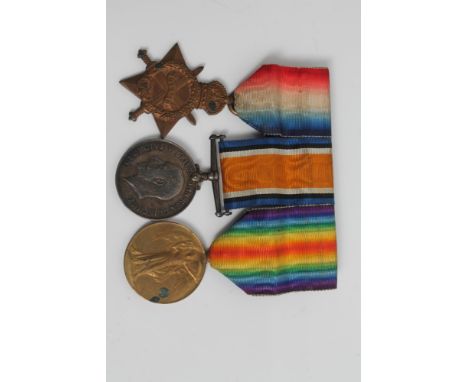First World War trio medals - comprising 1914 - 1915 Star, named to 2282. L. CPL. H. E. Whitbread. 1 - Lond. R., War and Vict