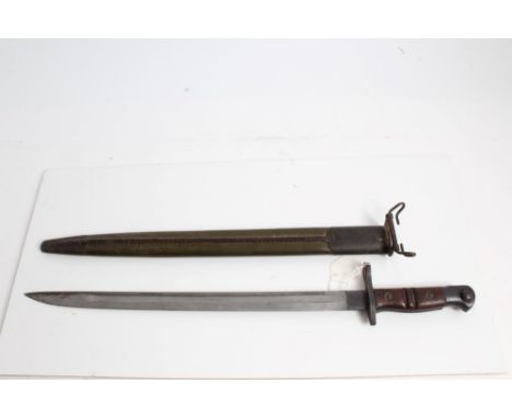 First World War 1913 pattern Remington bayonet, dated 1917, in scabbard