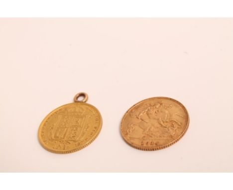 G.B. gold Half Sovereigns - 1887 Victoria J.H. (N.B.  with ring mount), otherwise GVF and 1914 George V.  VF (2 coins)