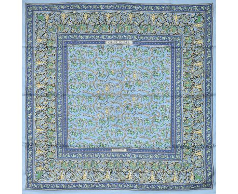 HERMÈS Seidencarré "CHASSE EN INDE". by Michel Duchene, Entwurf erstmals erschienen 1986. 100% Seide. Die Jagd in Indien, Tie