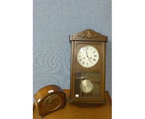 An Art Deco Smiths mantel clock and a wall clock
